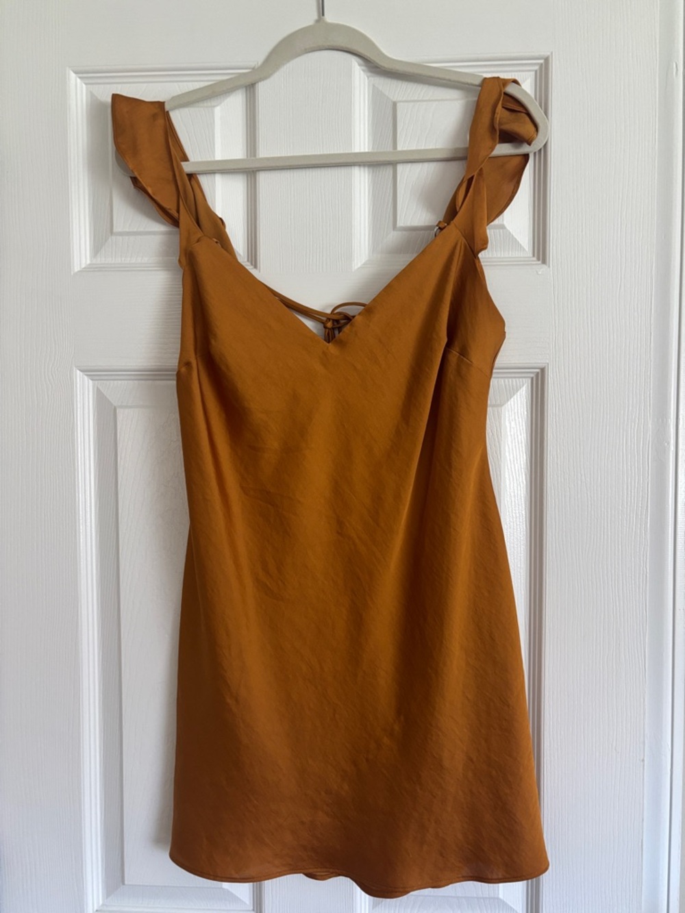 Free People Gold Ruffle Strap Slip Dress